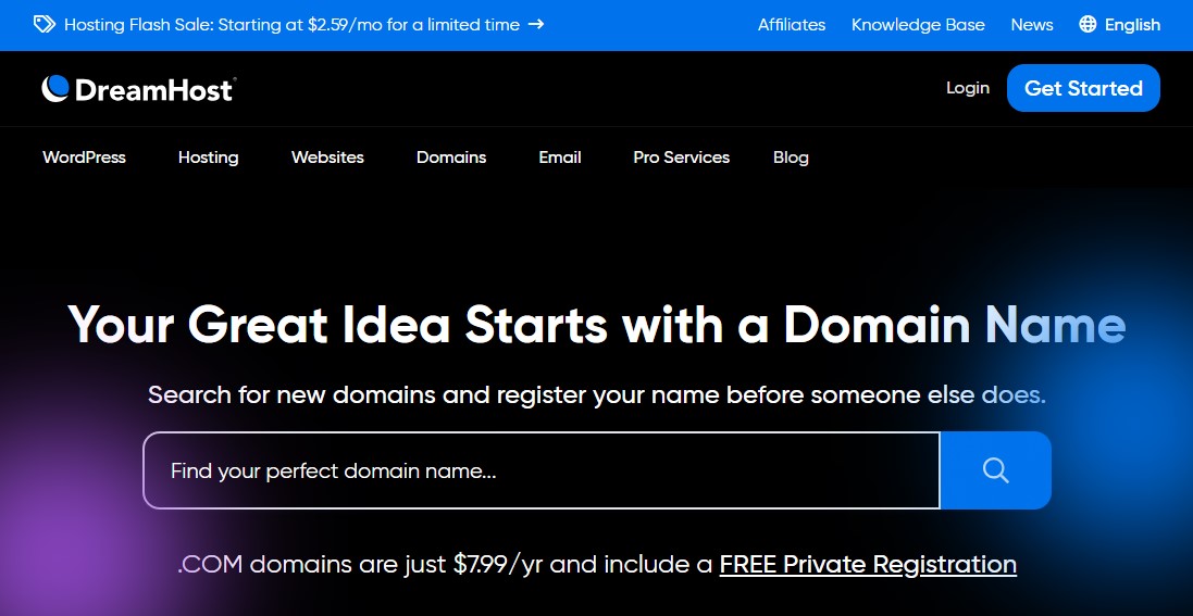 DreamHost - مزود استضافة الويب ومسجل اسم المجال
