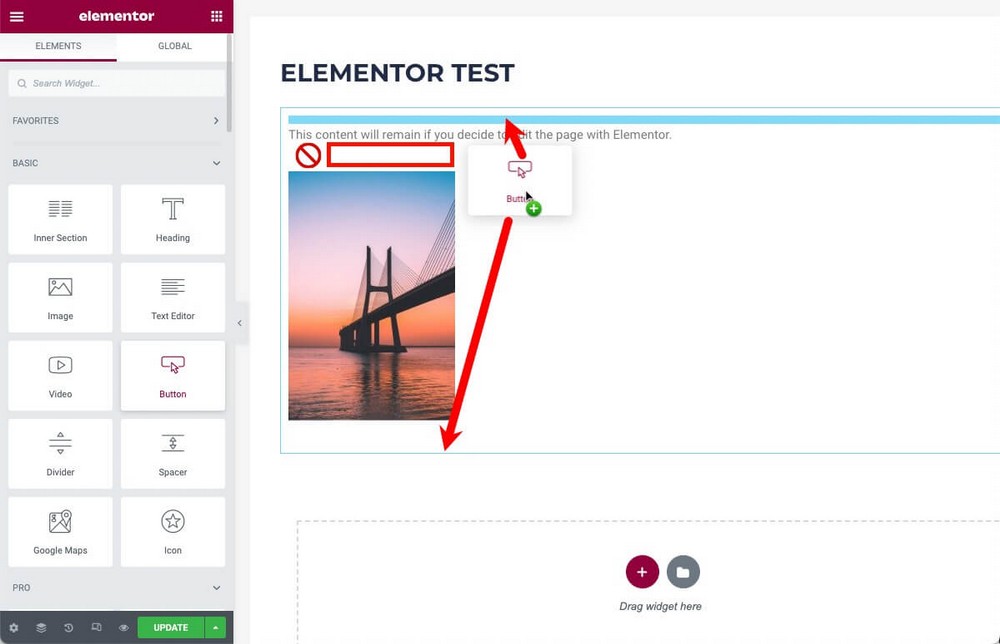 Verhalten von Gutenberg-importierten Inhalten in Elementor