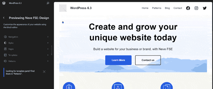Neue Theme-Vorschau im Site-Editor New theme preview in site editor