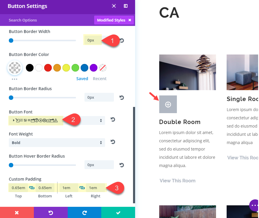 botones de fuente de icono