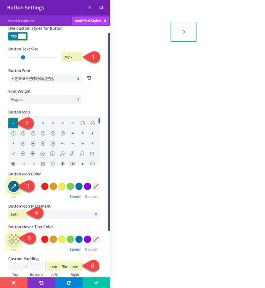 botones de fuente de icono