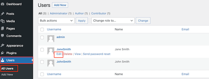 Ändern der Benutzerberechtigungen auf einer WordPress-Website Changing the user permissions on a WordPress website
