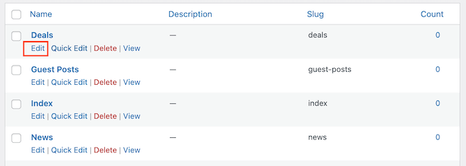 Bearbeiten einer WordPress-Kategoriebeschreibung Editing a WordPress category description
