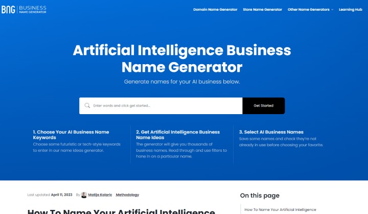 13 melhores ferramentas de IA para geradores de nomes comerciais em 2023 7 Business Name Generator