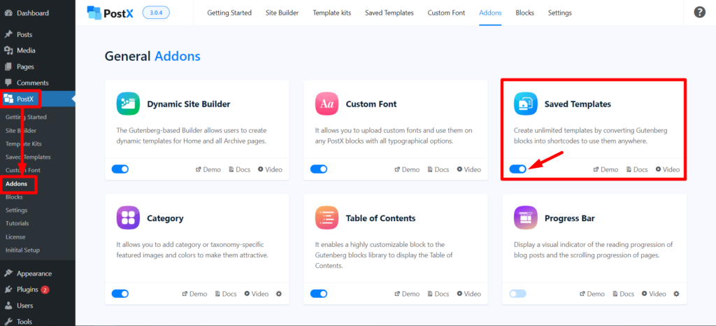 介紹 PostX 高級搜索塊 21 Saved Templates Addon Enabled