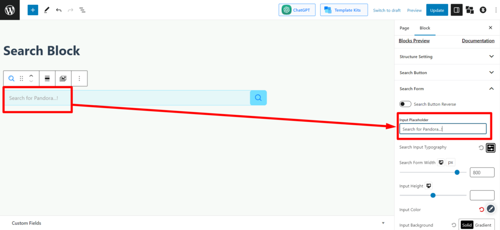 介紹 PostX 高級搜索塊 14 Search Input Placeholder