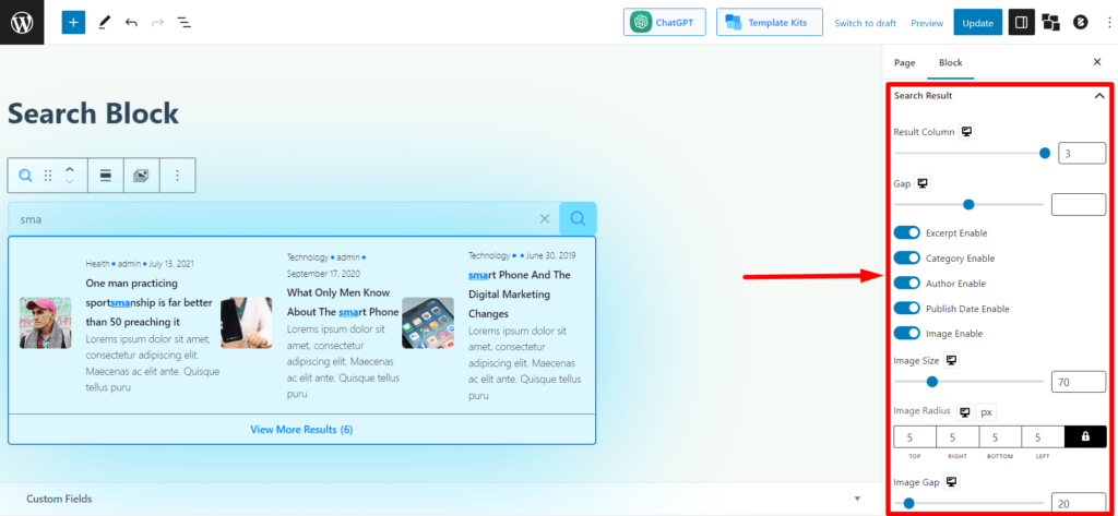 介紹 PostX 高級搜索塊 17 Search Result Settings