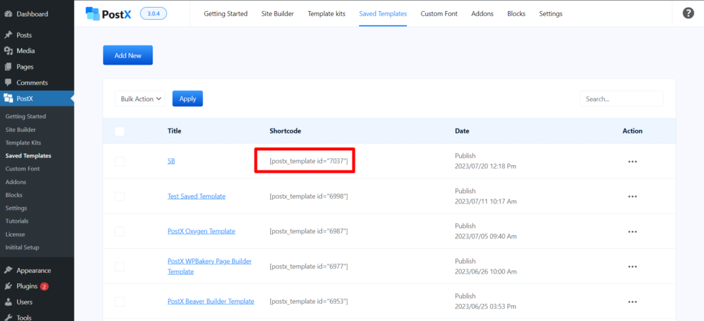介紹 PostX 高級搜索塊 23 Copy Search Template Shortcode