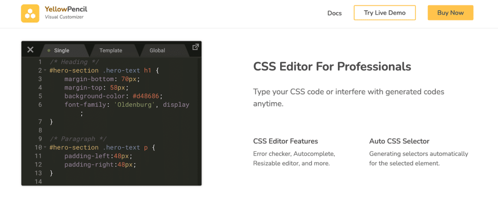 Editor CSS - Sursa: YellowPencil