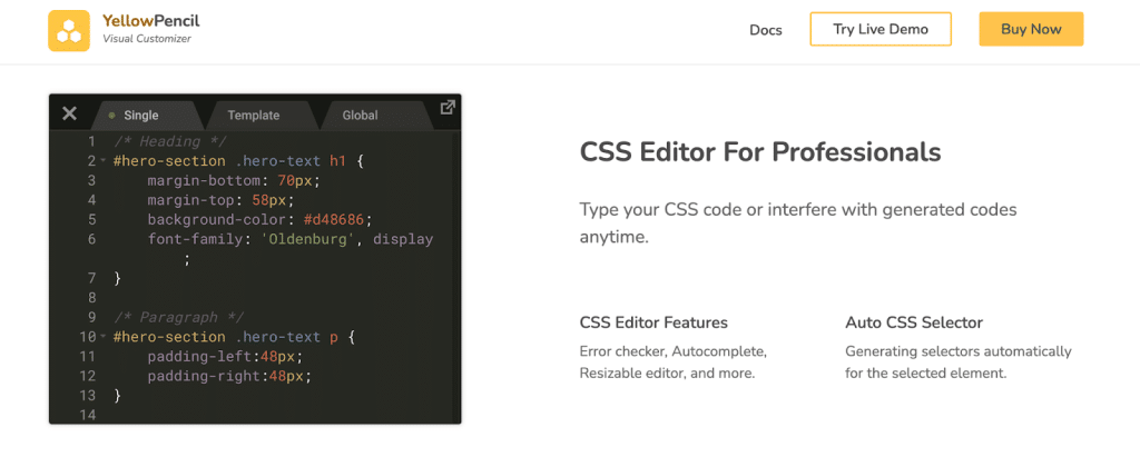 ตัวแก้ไข CSS - ที่มา: YellowPencil