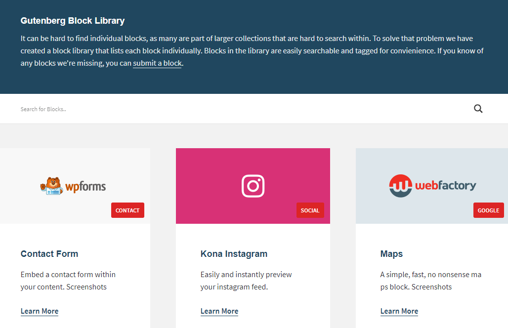 Biblioteca de blocos de Gutenberg.