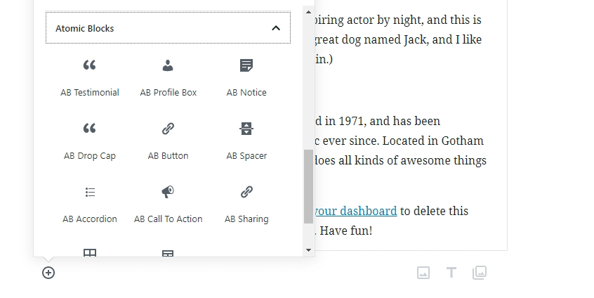 Parte da coleção de blocos atômicos.