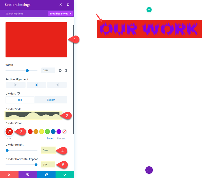 designs de texto divi
