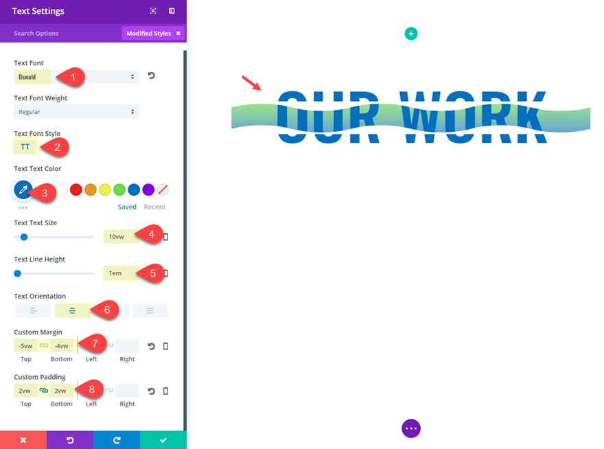 designs de texto divi