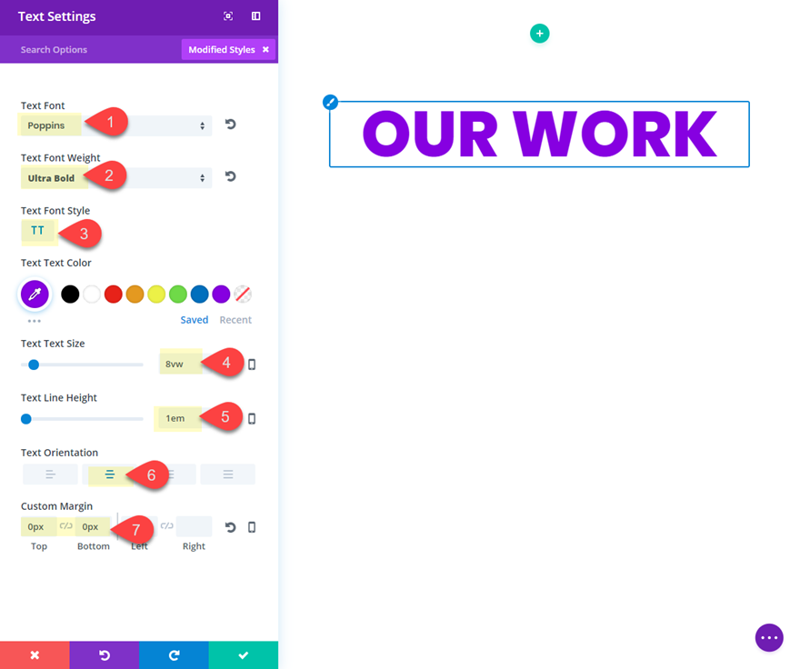 designs de texto divi