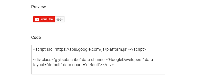 顯示 YouTube 訂閱按鈕所需的代碼。