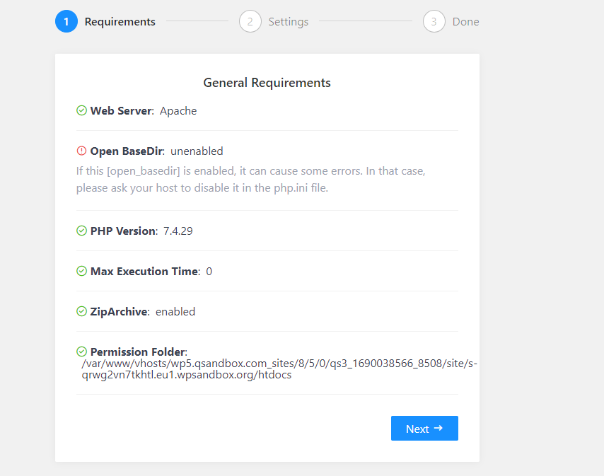 Requisitos de installer.php: copia de seguridad de WordPress en Google Drive