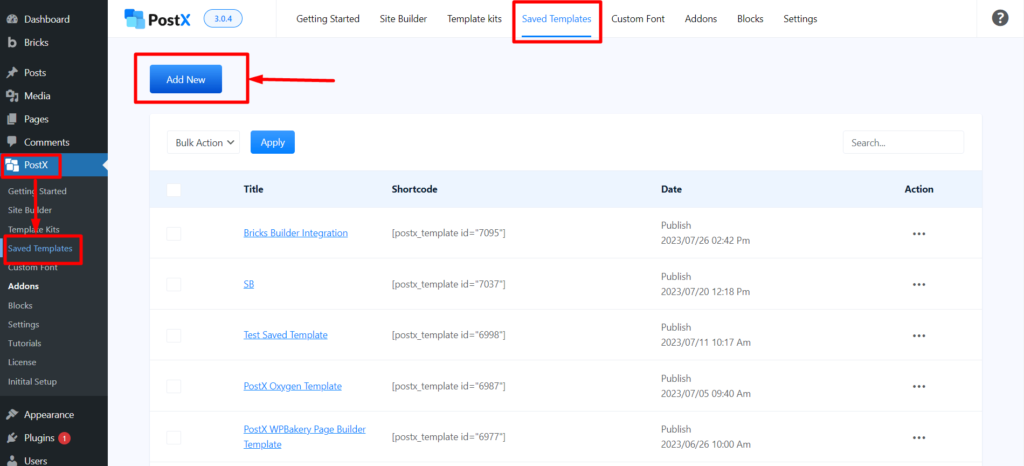 如何在 WordPress 菜單中添加搜索欄 10 Create New PostX Saved Template