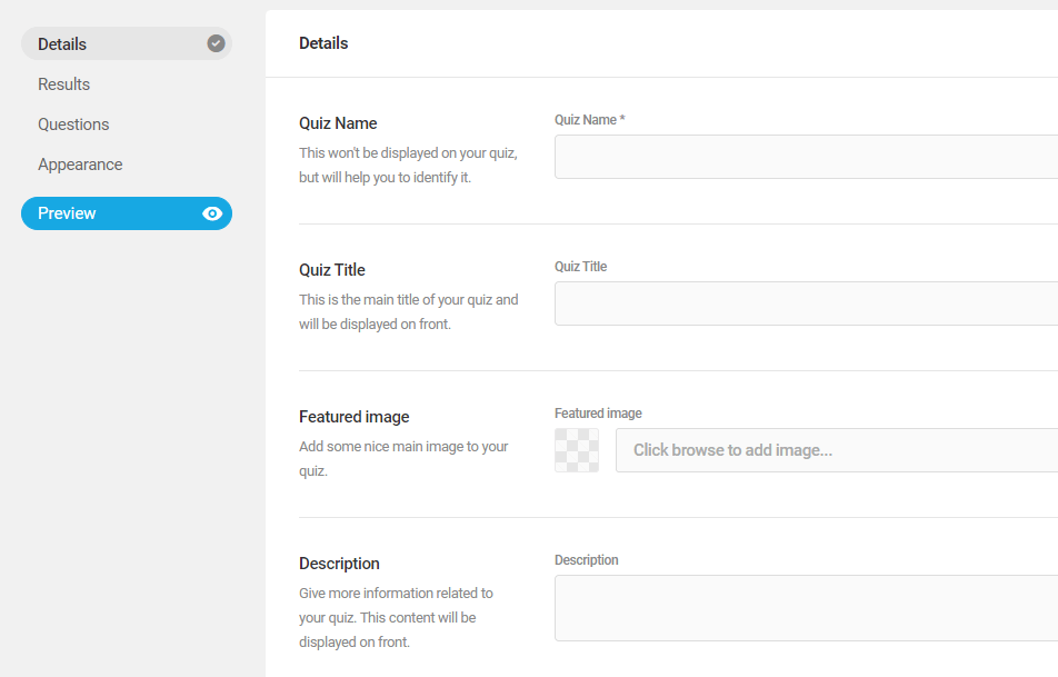 配置您的新測驗。