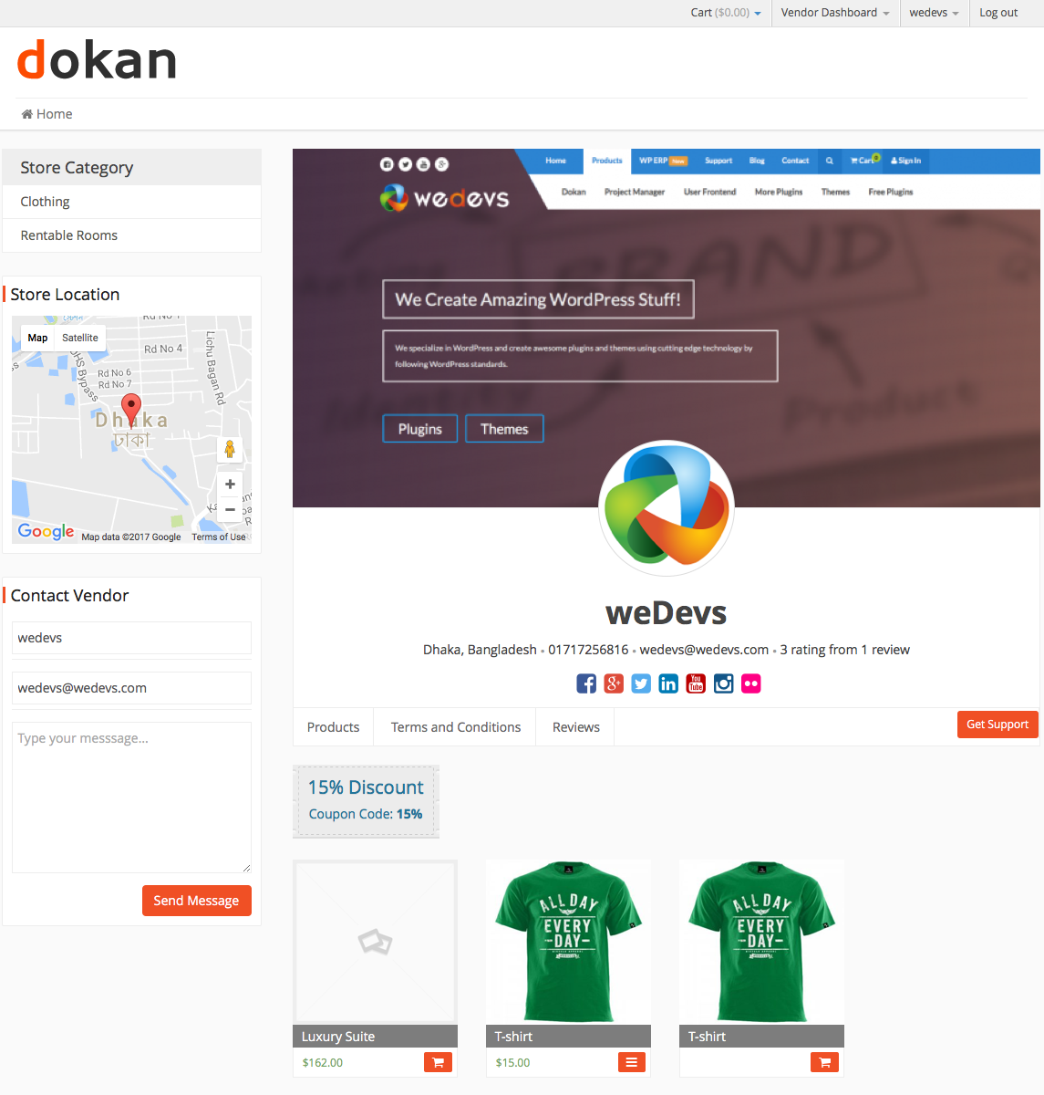 Witryna sklepu Dokan
