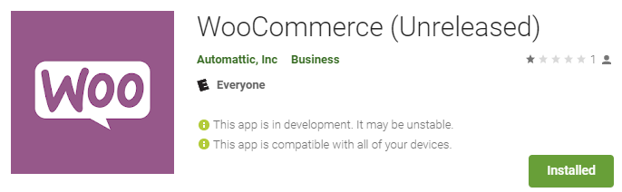 O aplicativo WooCommerce Android.