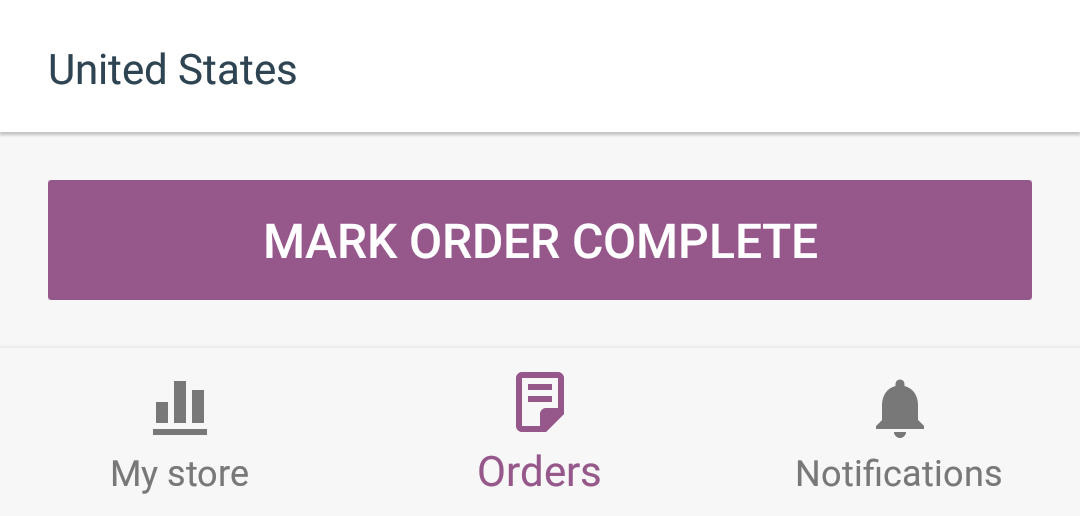 Marcando um pedido como concluído.