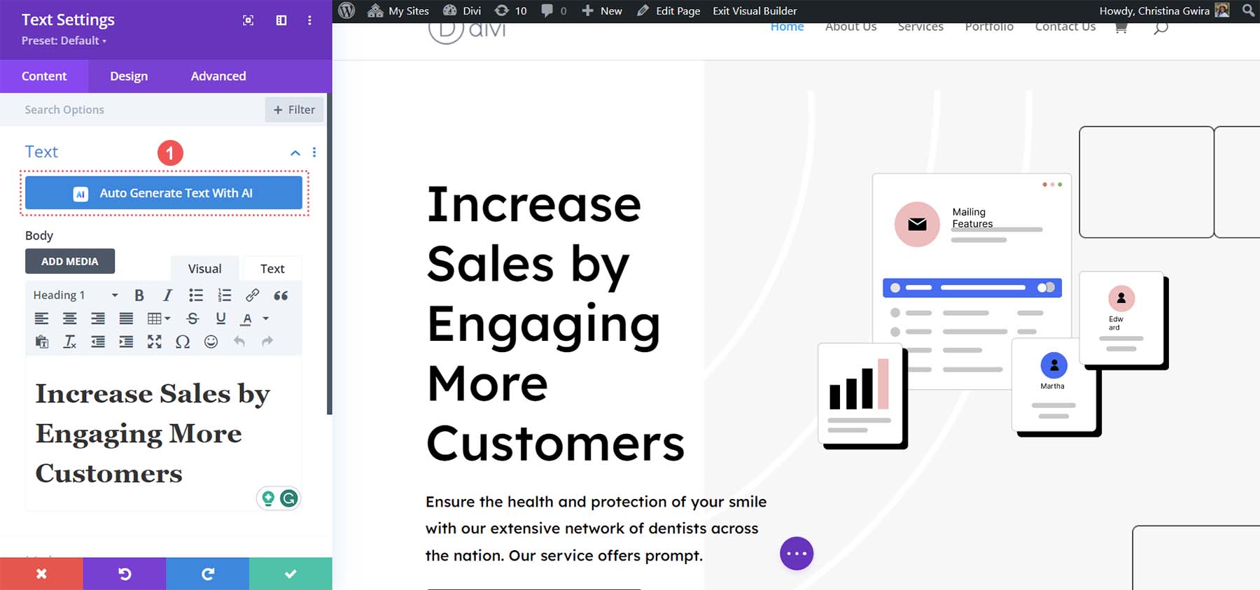 使用 Divi AI 自動生成英雄部分標題