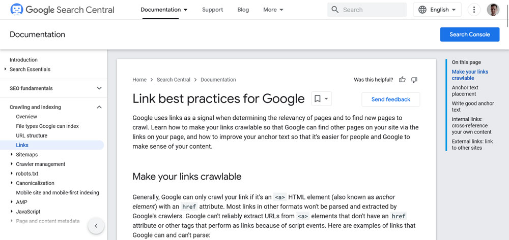 guia de práticas recomendadas do link do google