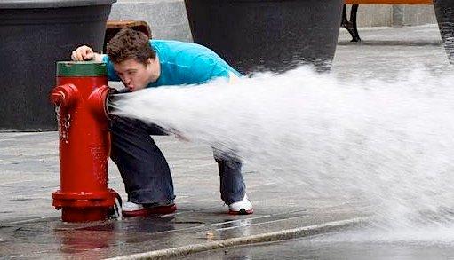Ich versuche, aus einem Feuerwehrschlauch zu nippen