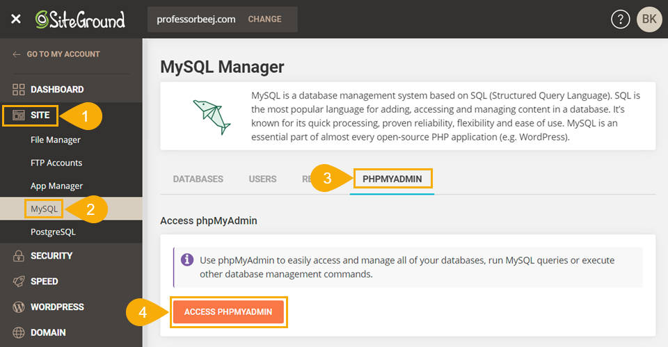 網站後台 phpmyadmin