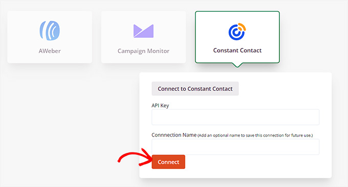 Stellen Sie eine Verbindung zum Dauerkontakt her Connect to Constant contact