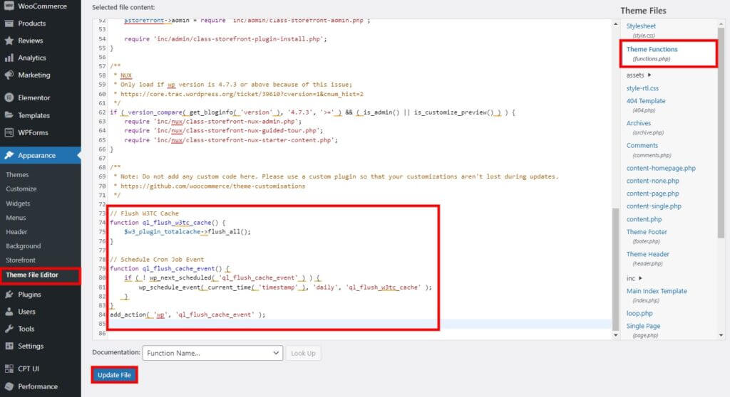 Fügen Sie Code hinzu, um den Cache in W3 Total Cache automatisch zu leeren