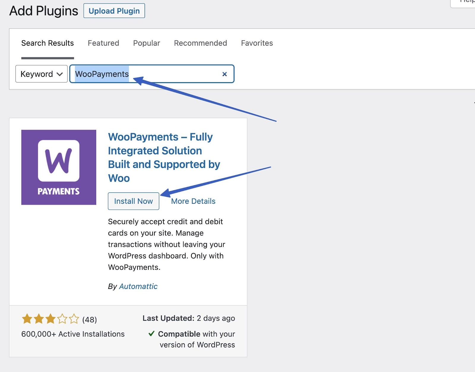 Znajdowanie i instalowanie WooPayments.
