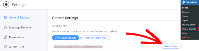Geben Sie den Formidable Forms-Lizenzschlüssel ein Enter Formidable Forms license key