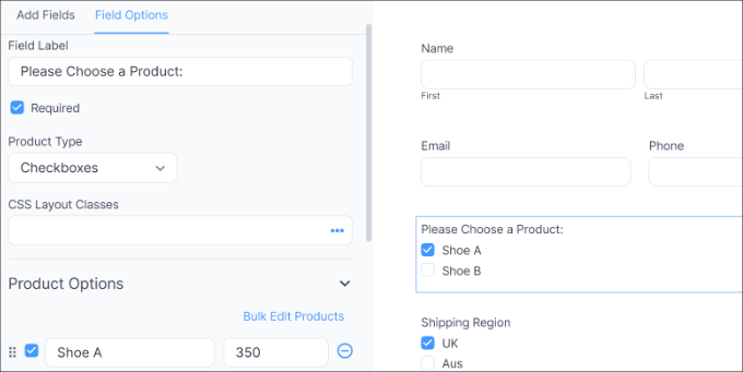 Bearbeiten Sie das Produktformularfeld Edit product form field