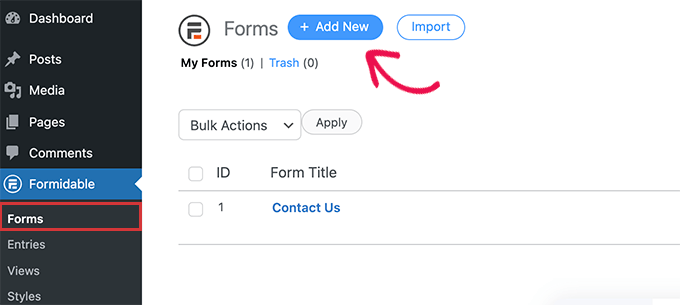 Erstellen Sie ein neues Formular Create a new form