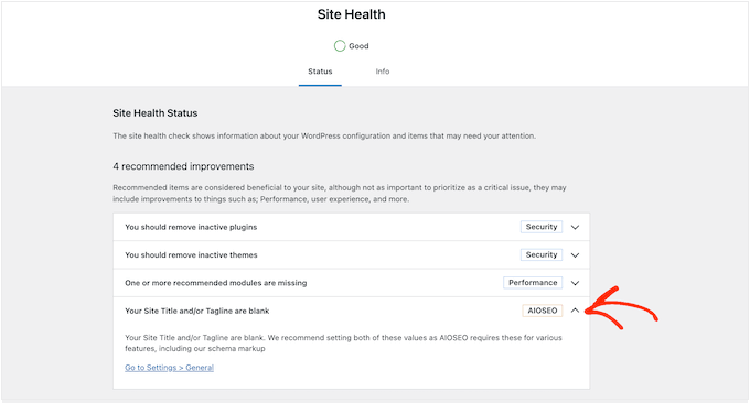 La fonctionnalité de santé du site WordPress The WordPress site health feature