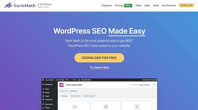Le plugin SEO WordPress Rank Math The Rank Math WordPress SEO plugin