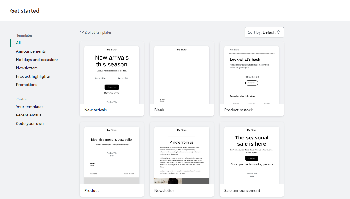 Templat email Shopify.