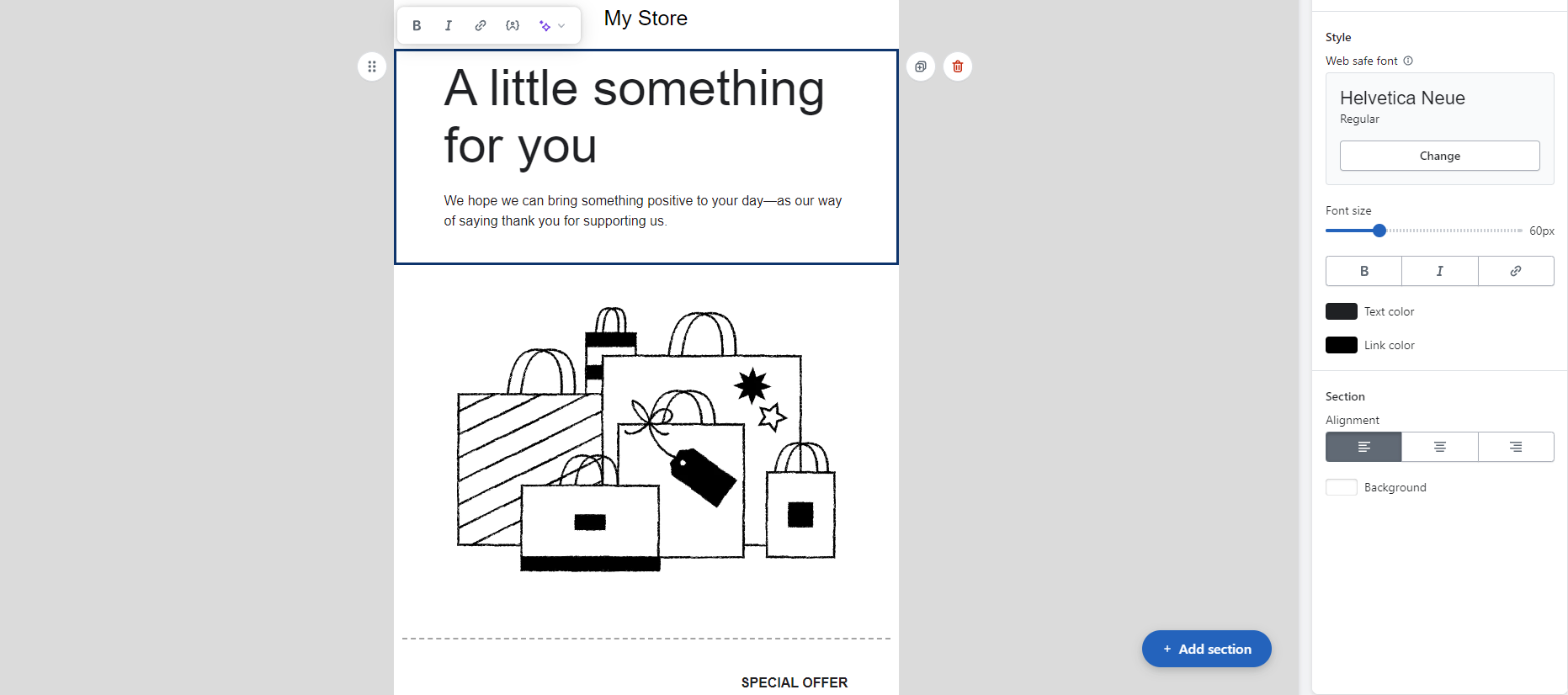 Desain email Shopify.