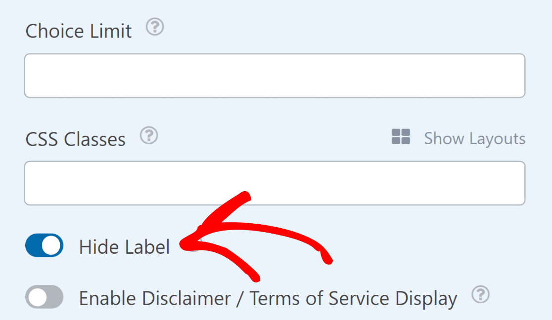 Hide Label for Checkboxes