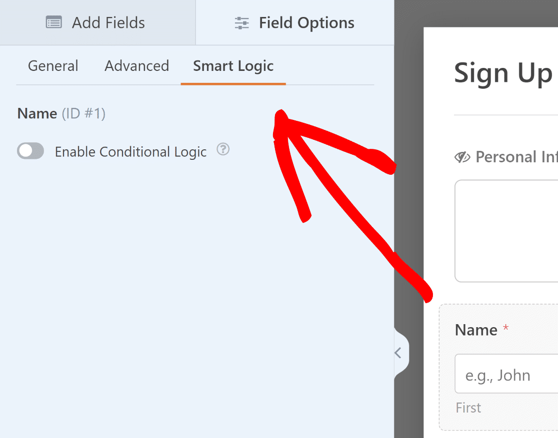 Smart Logic tab in Field Options