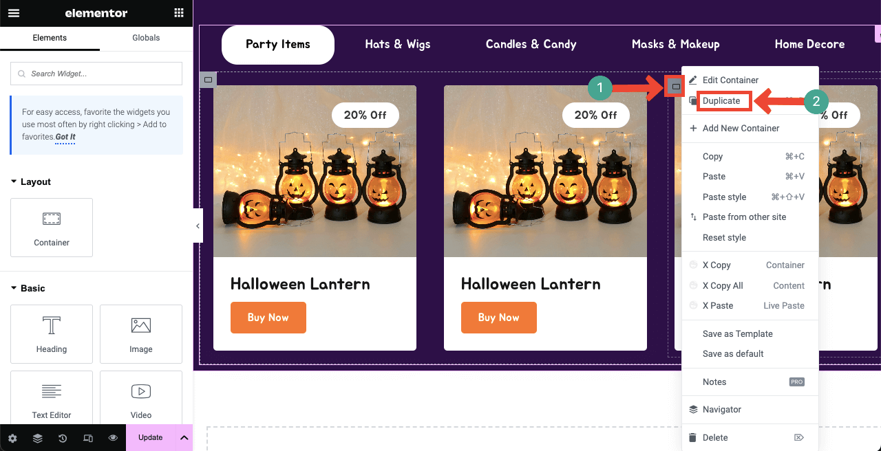 素晴らしいハロウィン ランディング ページのアイデアを使ってハロウィン Web ページをデザインする方法 15 Duplicate the Card
