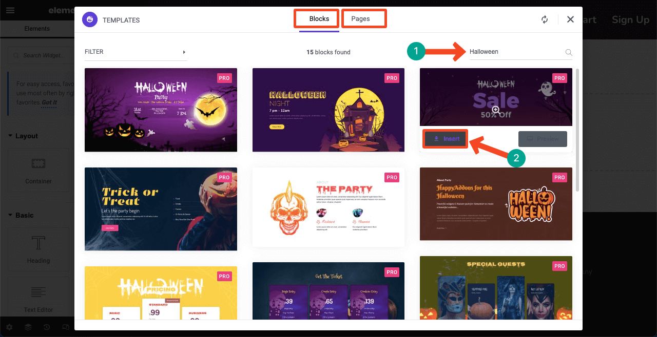 素晴らしいハロウィン ランディング ページのアイデアを使ってハロウィン Web ページをデザインする方法 6 Explore Halloween Templates and Insert the one you like