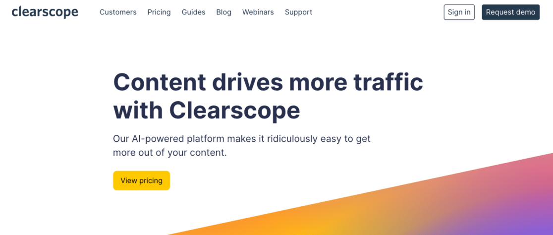 การนำทางหน้าแรกของ Clearscope