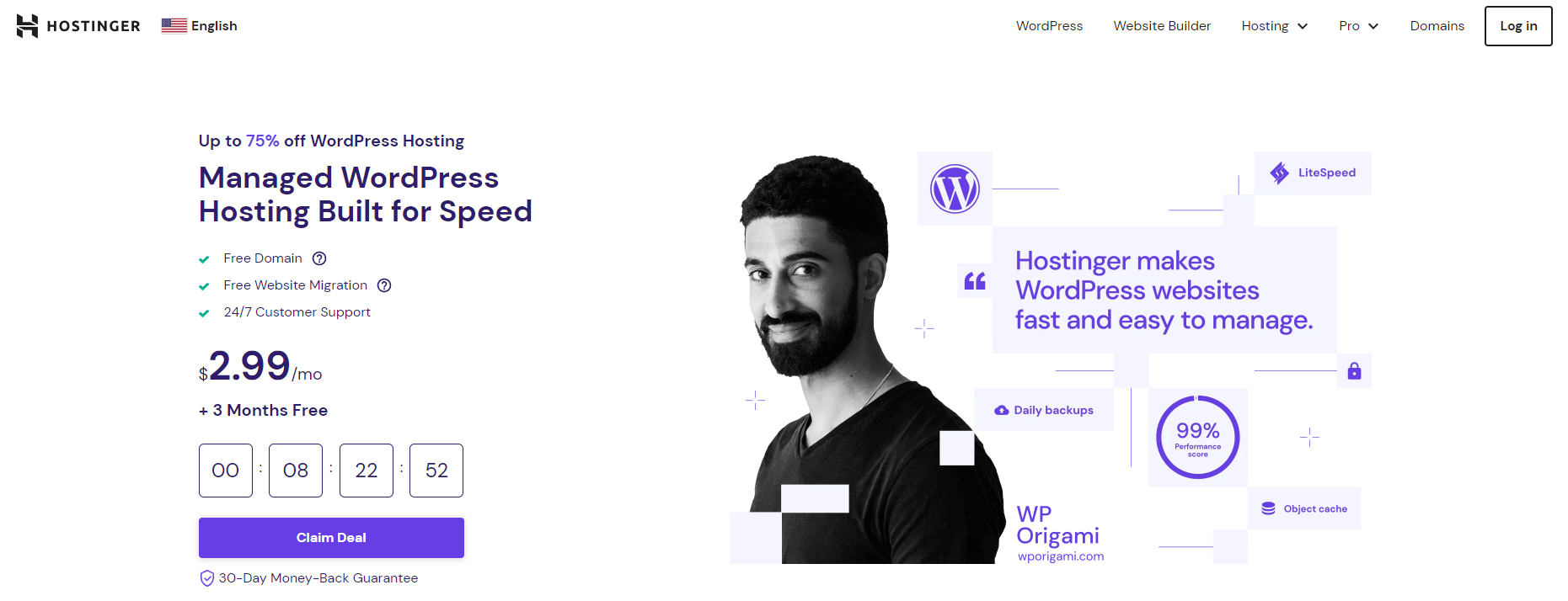 Hostinger หน้าโฮสติ้ง WordPress