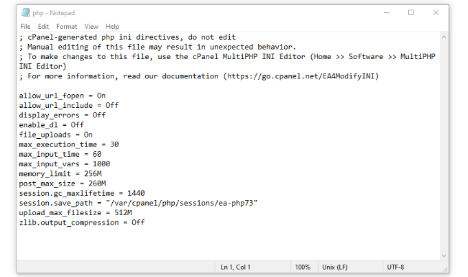 แก้ไขไฟล์ php ini Edit php ini file