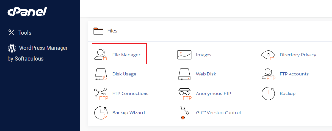 เปิดตัวจัดการไฟล์ใน cpanel Open file manager in cpanel