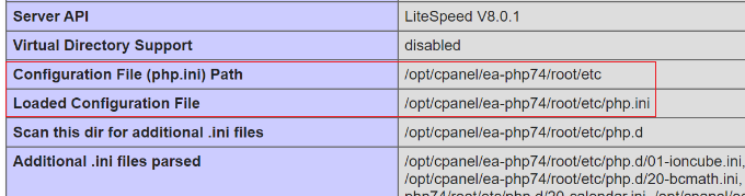 ดูเส้นทางของไฟล์ php ini View path of php ini file