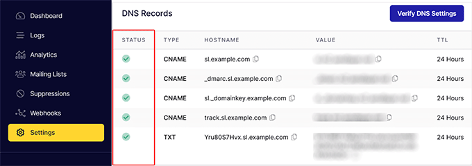 Controlla lo stato dei record DNS Check DNS records status